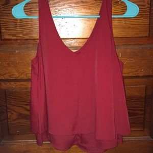 Flowy red chiffon tank top